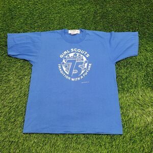Vintage 1986 Girl Scouts Shirt Womens Large 20x25 Blue